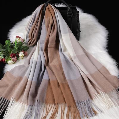 Autumn Winter New Women British Cashmere Checked Scarf Female 200x70 Double Side Warm Plaid Tassel Shawl Scarf
