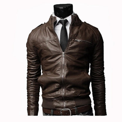 Steel Chain Leather Biker Jacket