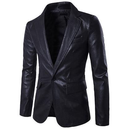 Urban Style PU Leather Single-Button Suit for Men