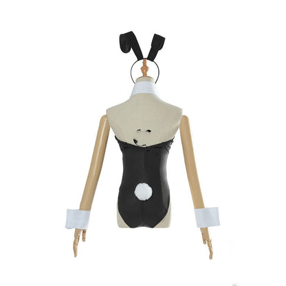 Black swimsuit with white accents on a mannequin against a white background