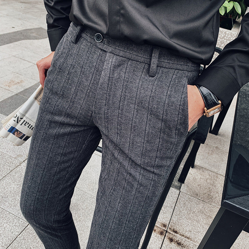 Winter Warmth Woolen Slim Fit Pencil Pants for Men