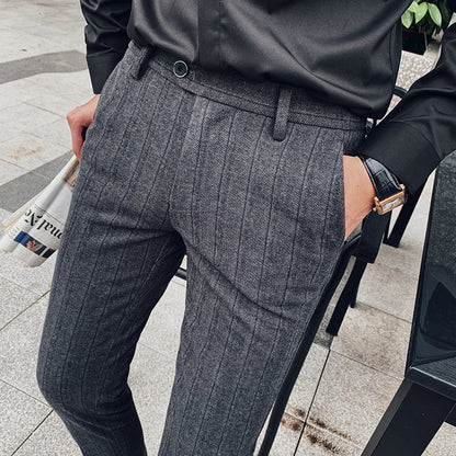 Winter Warmth Woolen Slim Fit Pencil Pants for Men