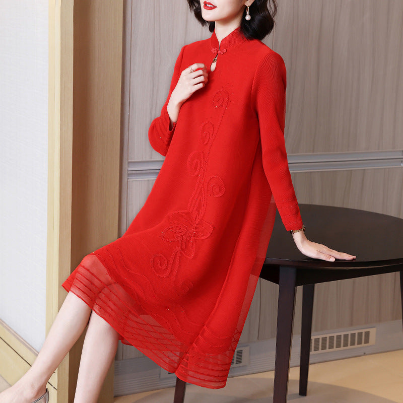 Crimson Bloom Spring Dress