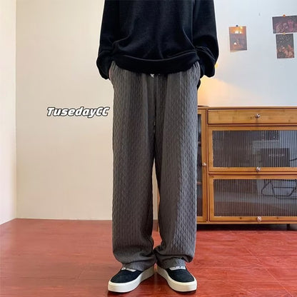 Rhombus Weave Draped Trousers for Men