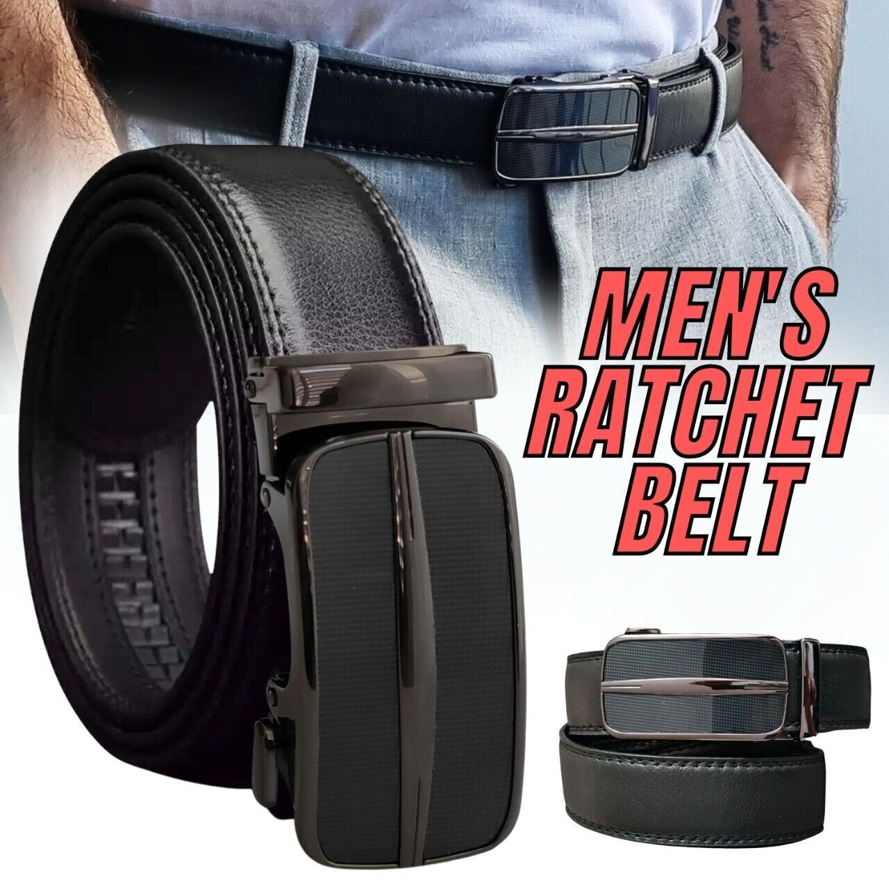 Classic Slide Buckle Ratchet Belt for Men