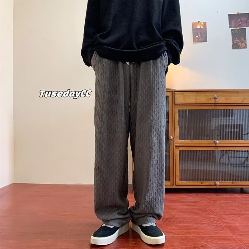 Rhombus Weave Draped Trousers for Men