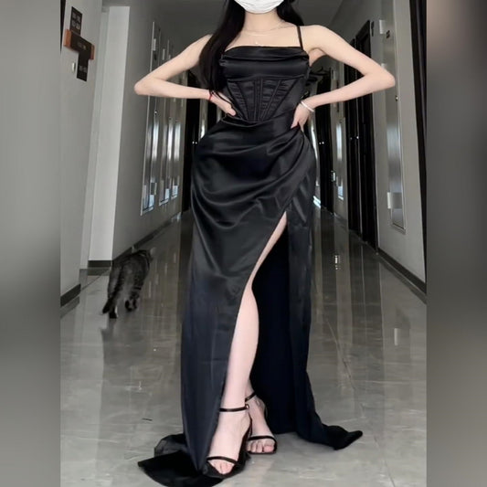 Midnight Elegance Plus Size Slit Dress