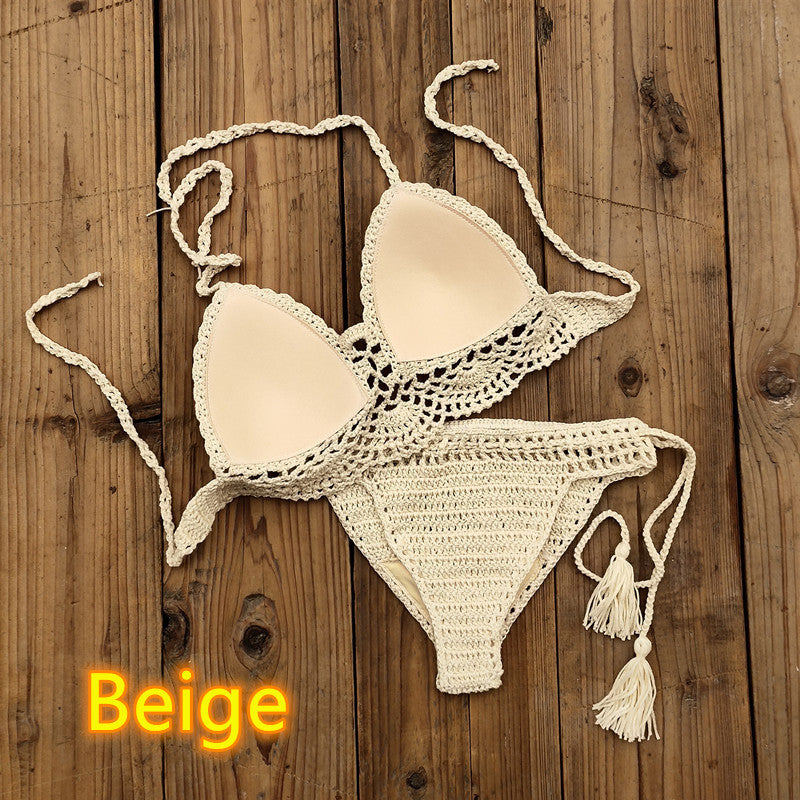 Handcrafted Elegance: Solid Color Crochet Bikini