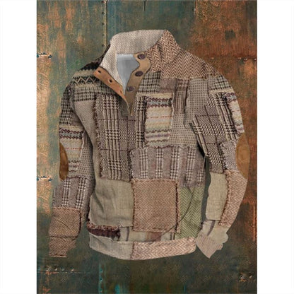 Patchwork jacket with a textured background