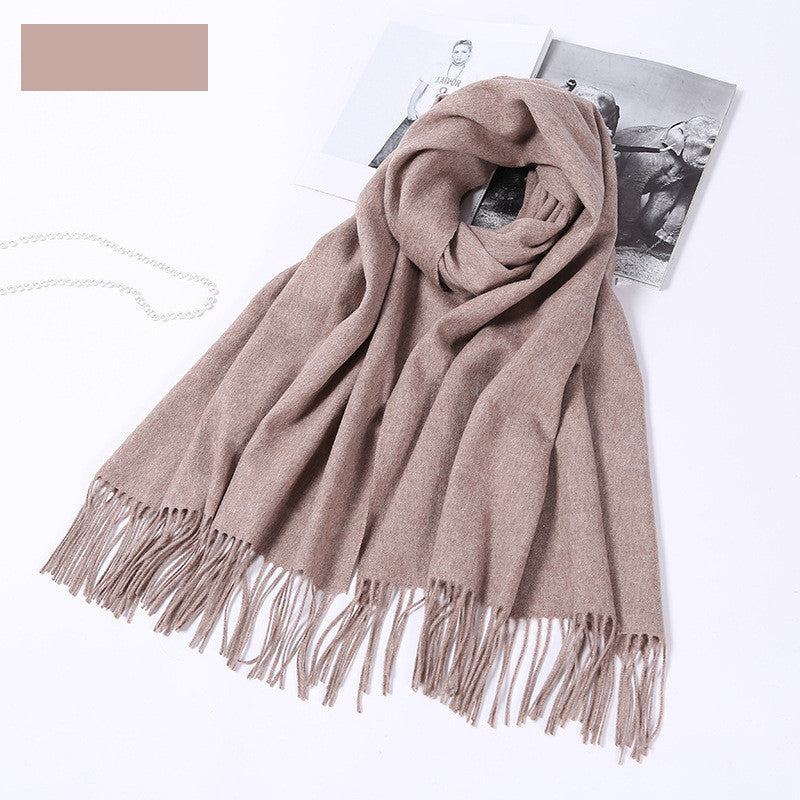 Autumn and winter clothing fashion thick shawl spinning pure wool scarf ladies solid color scarf