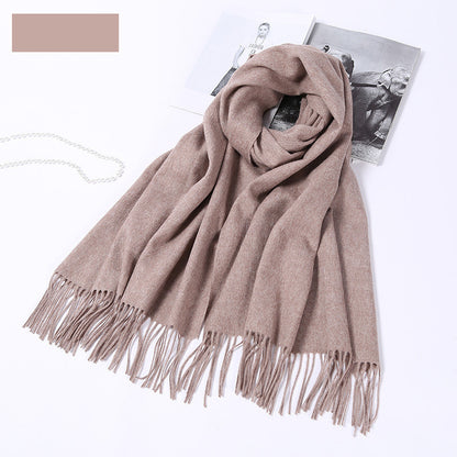 Autumn and winter clothing fashion thick shawl spinning pure wool scarf ladies solid color scarf