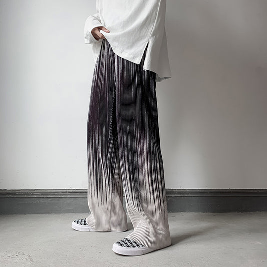 Men’s Loose Fit Gradient Striped Wide-Leg Pants