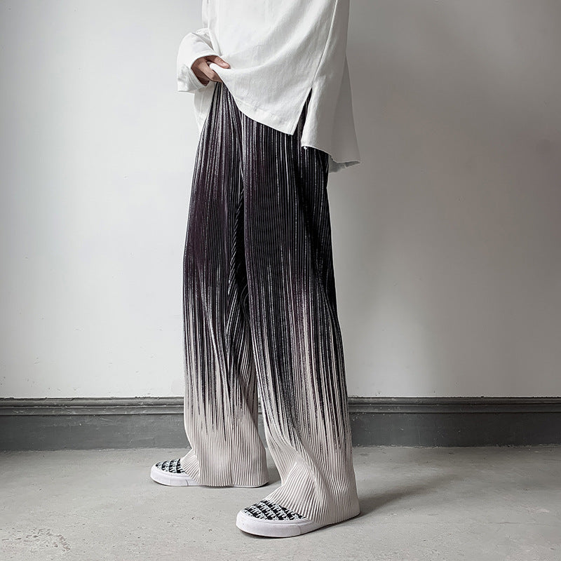 Men’s Loose Fit Gradient Striped Wide-Leg Pants