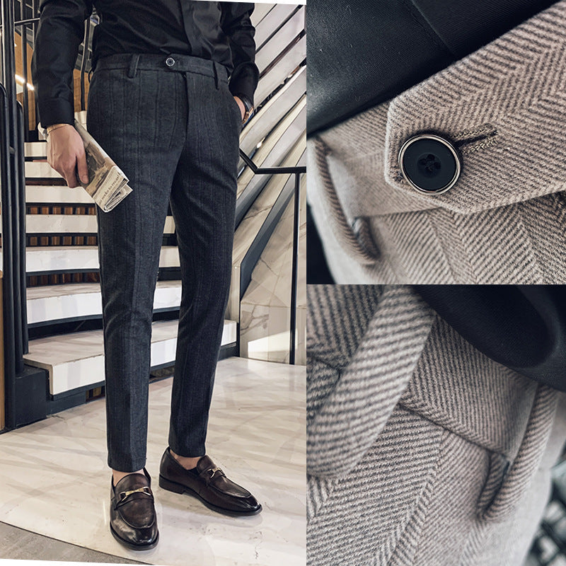 Winter Warmth Woolen Slim Fit Pencil Pants for Men