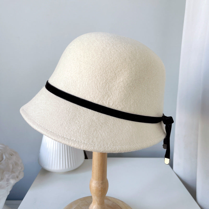Sophisticated Bow-Accented Wool Felt Hat for Women