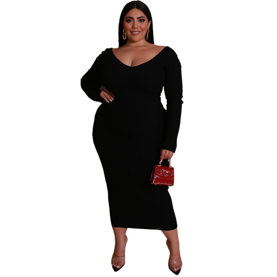 Luxe Flow Plus V-Neck Dress