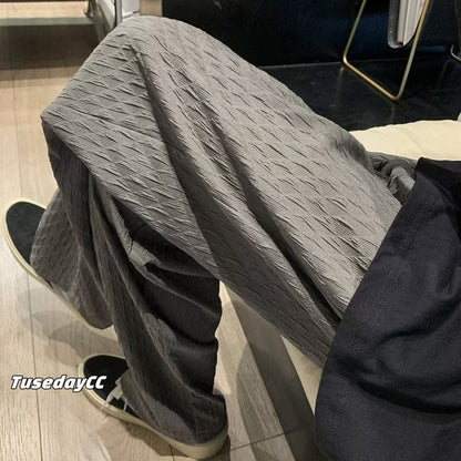 Rhombus Weave Draped Trousers for Men