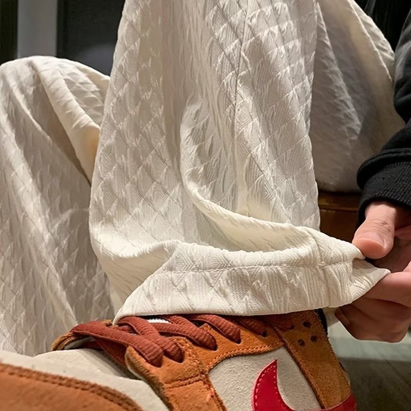 Rhombus Weave Draped Trousers for Men