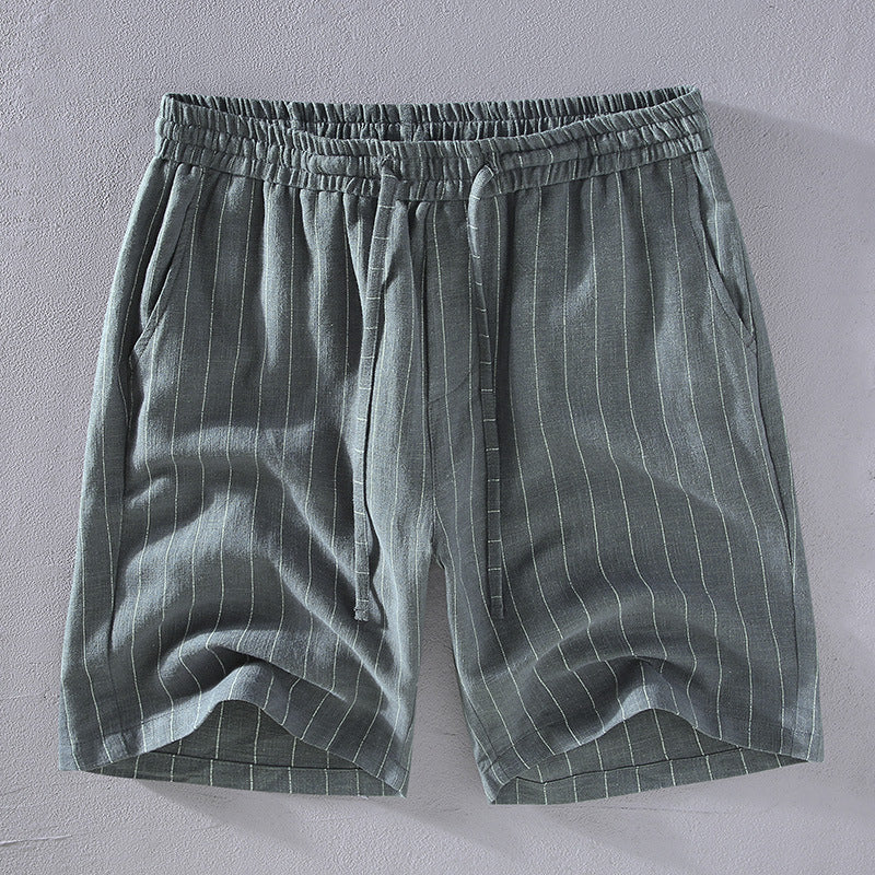 Tropical Stripe Linen Shorts