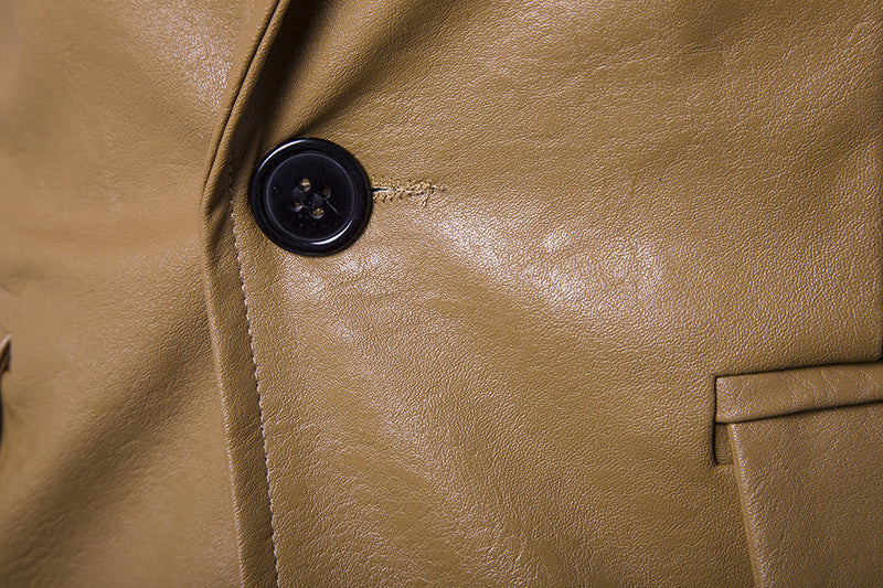 Urban Style PU Leather Single-Button Suit for Men