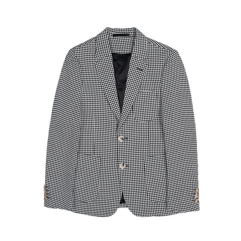 Men’s Slim Houndstooth Jacket – British Style Business Suit
