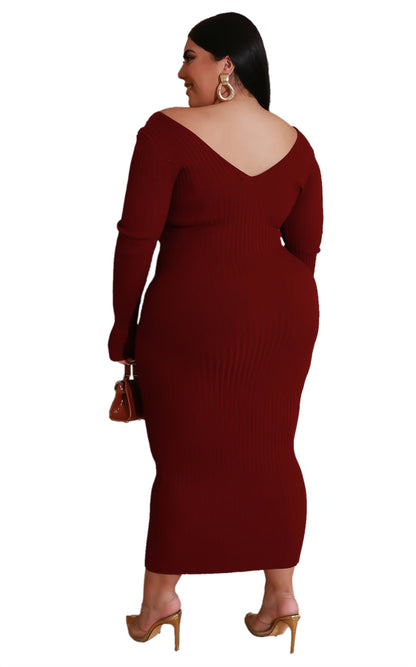 Luxe Flow Plus V-Neck Dress