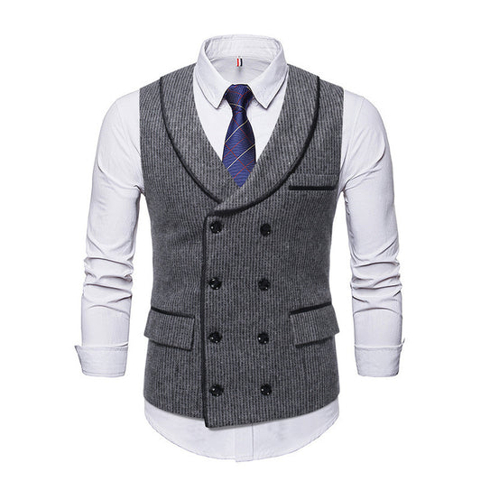 Striped Trim Double Breasted Men's Leisure Vest: Effortless Style Upgrade