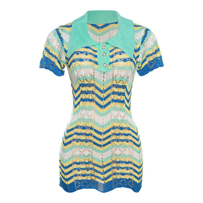 Summer Breeze Knitted Lapel Dress