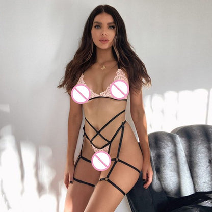 Women's Lingerie Set with Leg Straps