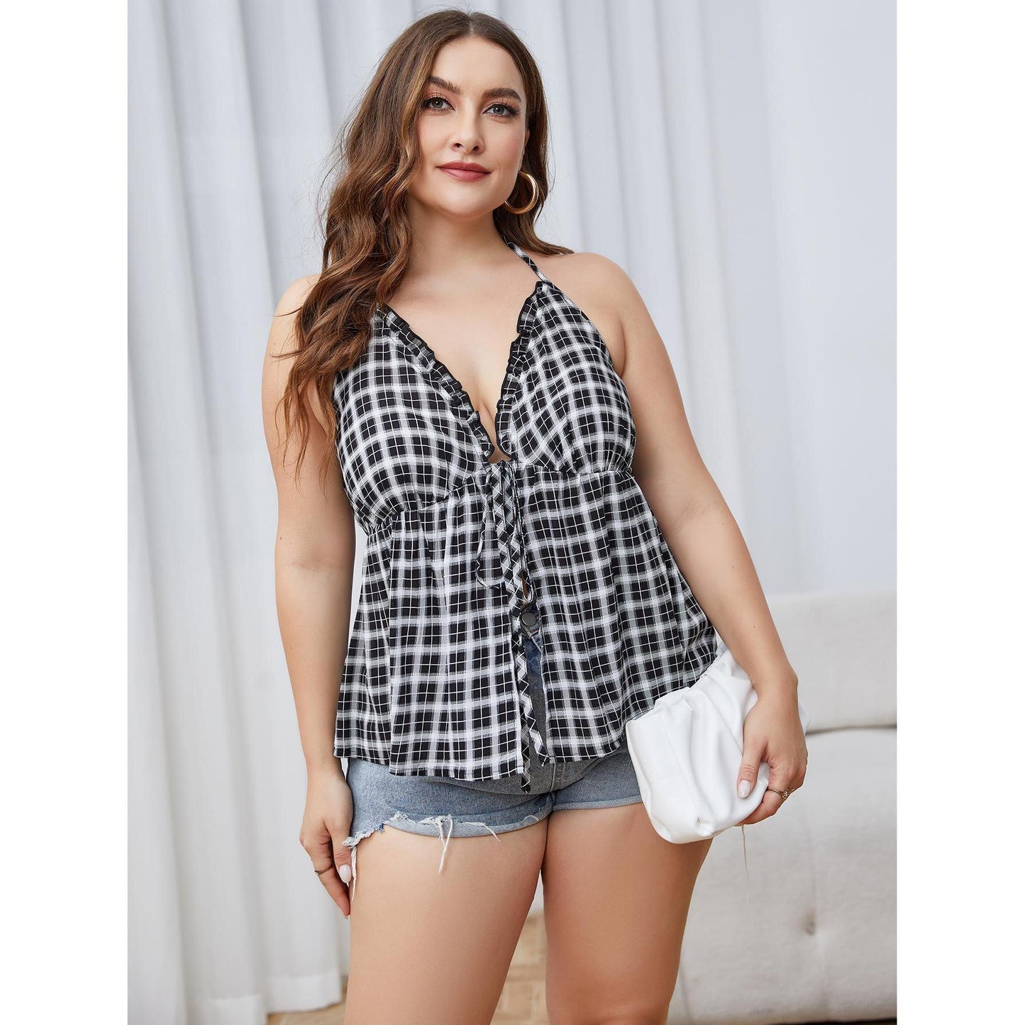 Plaid Perfection Plus Size Tube Blouse