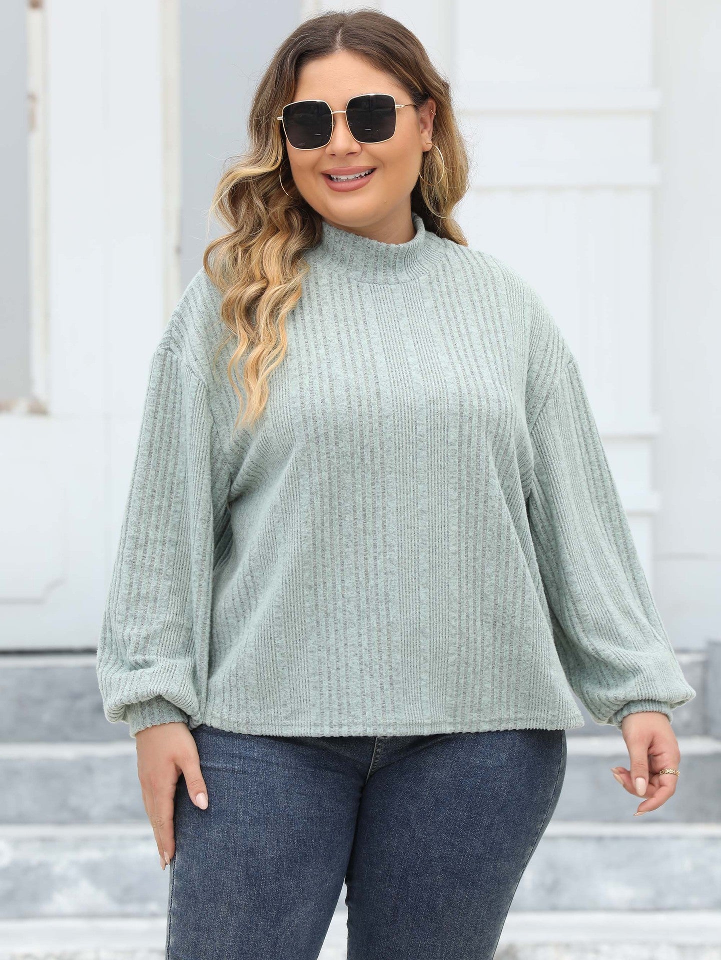 Elegant Ease Half-Turtleneck Tee – Plus Size Comfort