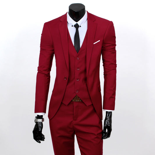 Elegant One-Button Men's Work Suit: Classic Style, All-Occasion Versatility