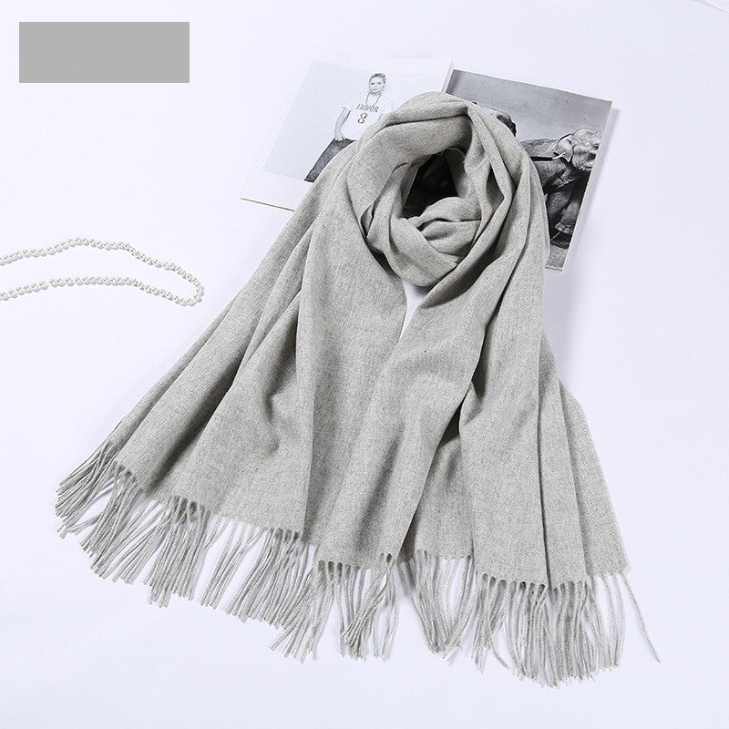 Autumn and winter clothing fashion thick shawl spinning pure wool scarf ladies solid color scarf