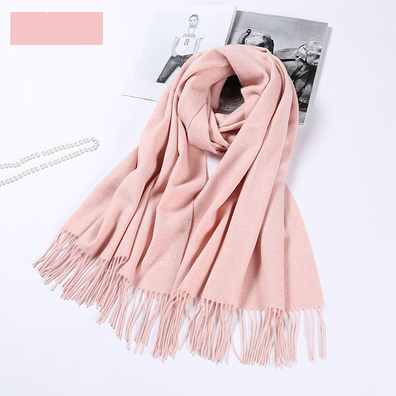 Autumn and winter clothing fashion thick shawl spinning pure wool scarf ladies solid color scarf