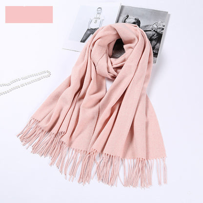 Autumn and winter clothing fashion thick shawl spinning pure wool scarf ladies solid color scarf