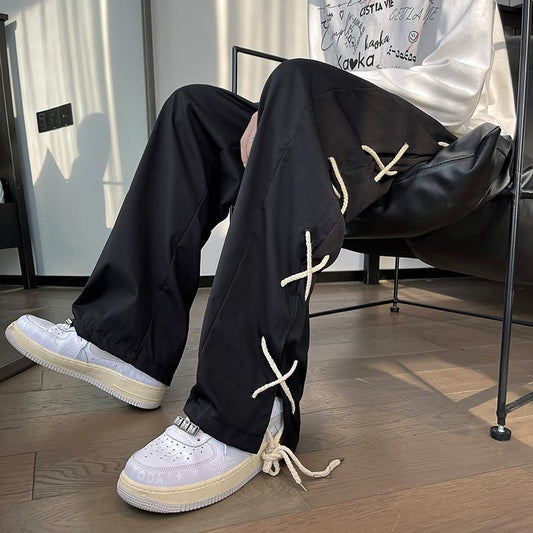 Retro Stitch Drawstring Pants