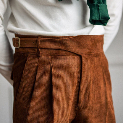 Classic Corduroy High-Waisted Straight Pants for Men