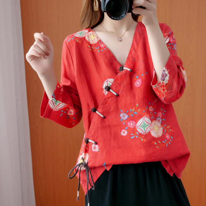 Silk Blossom Retro Shirt