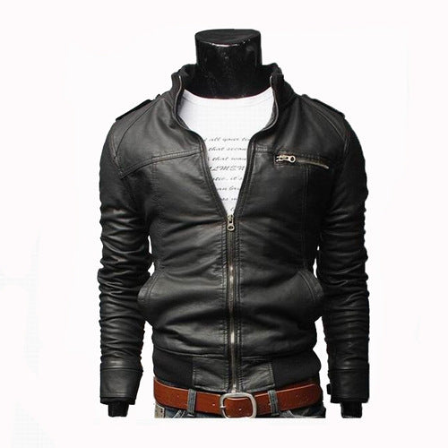 Steel Chain Leather Biker Jacket
