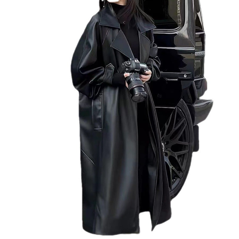 Chic Temperament PU Leather Trench