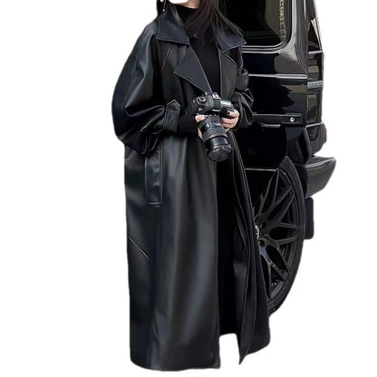 Chic Temperament PU Leather Trench