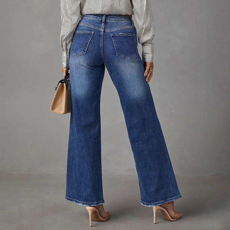 Elastic Stretch Denim Trousers