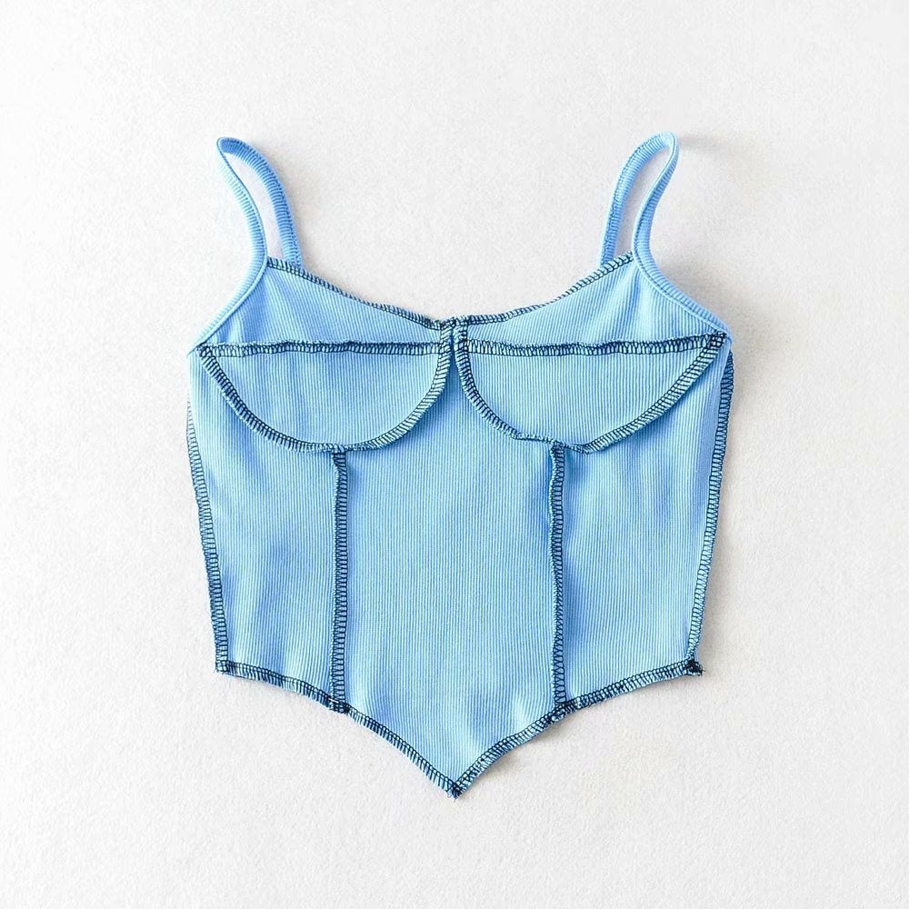 Modern Slim-Fit European Style Top with Open-Line Detail