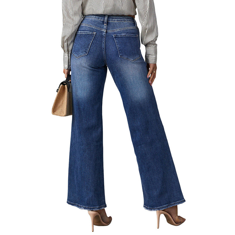 Elastic Stretch Denim Trousers