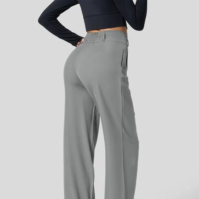 Elegant Buttoned High-Waist Silk Floss Trousers