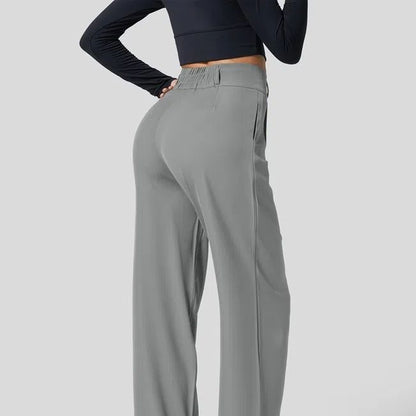 Elegant Buttoned High-Waist Silk Floss Trousers