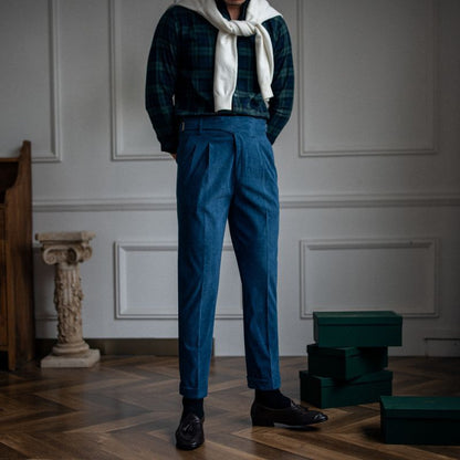 Classic Corduroy High-Waisted Straight Pants for Men