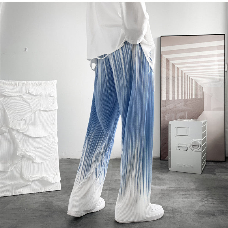 Men’s Loose Fit Gradient Striped Wide-Leg Pants