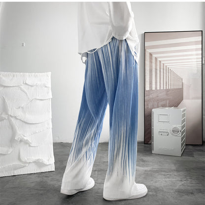 Men’s Loose Fit Gradient Striped Wide-Leg Pants