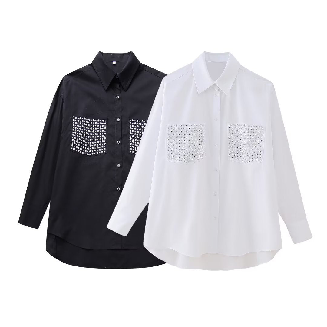 Casual Loose Long Sleeve with Rivet Detailing